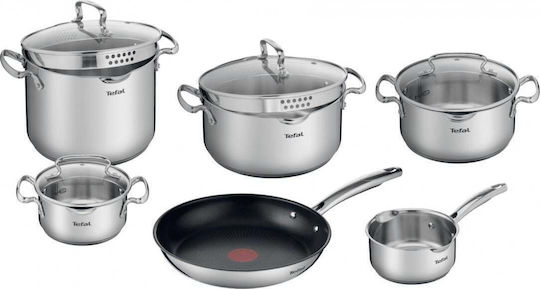 Tefal Duetto+ Cookware Set Stainless Steel Silver 10pcs Tefal Duetto+ Cookware Set Stainless Steel Silver 10pcs