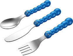 Cryspo Trio Baby Cutlery Set Bloo made of Metal 3pcs