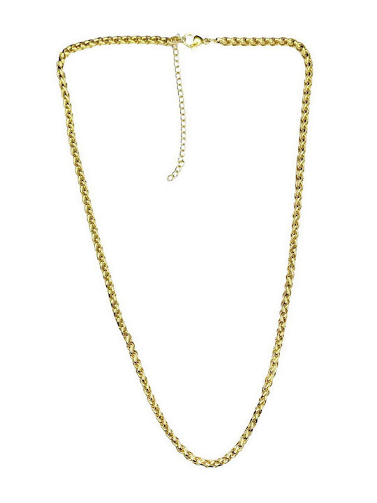 Kostibas Fashion Chain Neck made of Steel Gold-plated Length 58cm