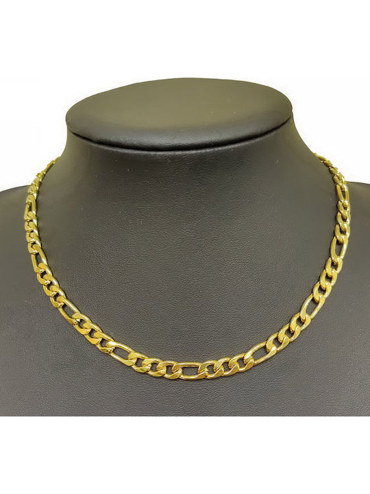 Kostibas Fashion Αλυσίδα Λαιμού από Ατσάλι Επιχρυσωμένη Μήκους 40cm