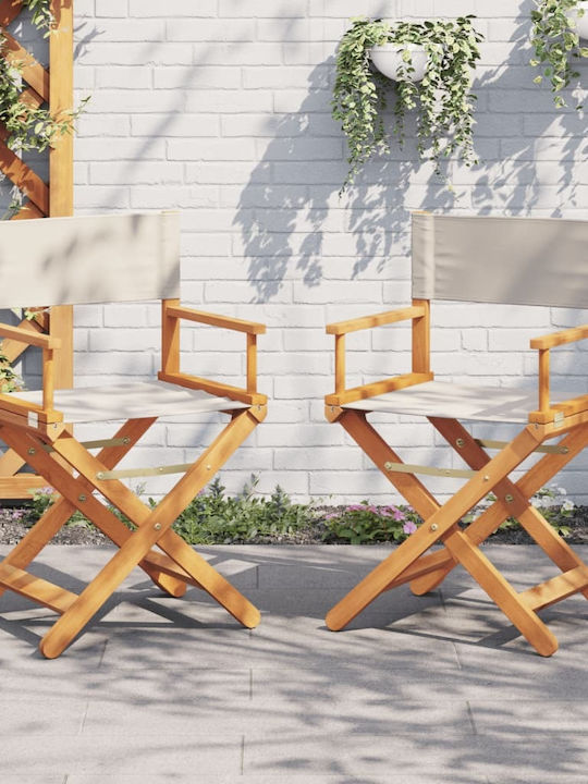 Director's Chair Wooden Cream with Cushion 2pcs...