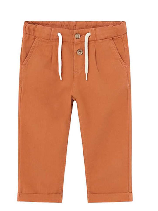 Mayoral Kids Chino Linen Trousers Orange