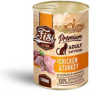 Fisi Wet Food for Adult Cats in Cans with Chicken, Turkey and Tuna Grain-Free 400gr