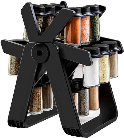 Spice Glass Tabletop Rotating Spice Rack Black