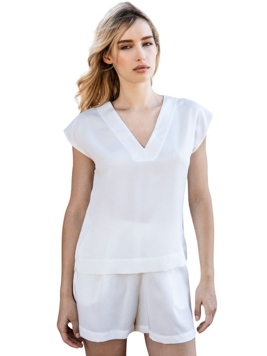 Aggel Women's Blouse Sleeveless White