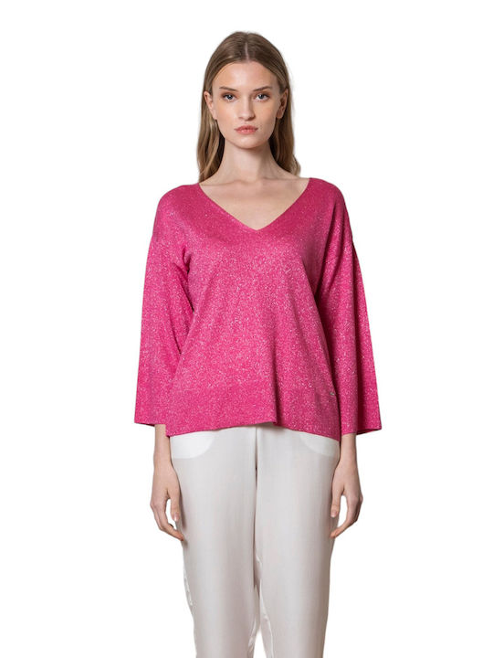 Aggel pentru Femei Bluză cu Decolteu în V Pink