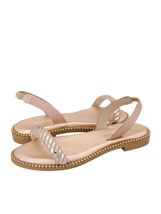 Nishin Leather Women's Flat Sandals Rose Gold