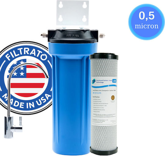 Filtrato WHF14-USA Water Filtration System Single Under Sink Micron 1/4'' with Faucet & Replacement Filter Pure LRC 2510-P5 0,5μm 57-0030/LRCP5