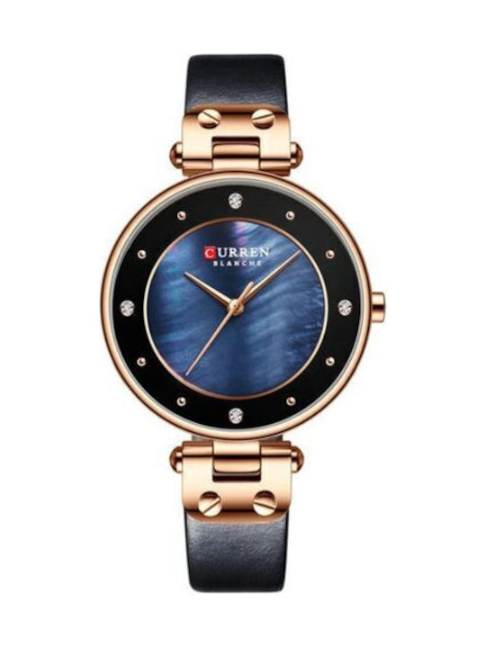 Curren Women's Watch with Black Leather Strap