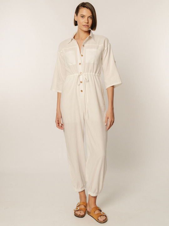 Edward Jeans Women's One-piece Suit white