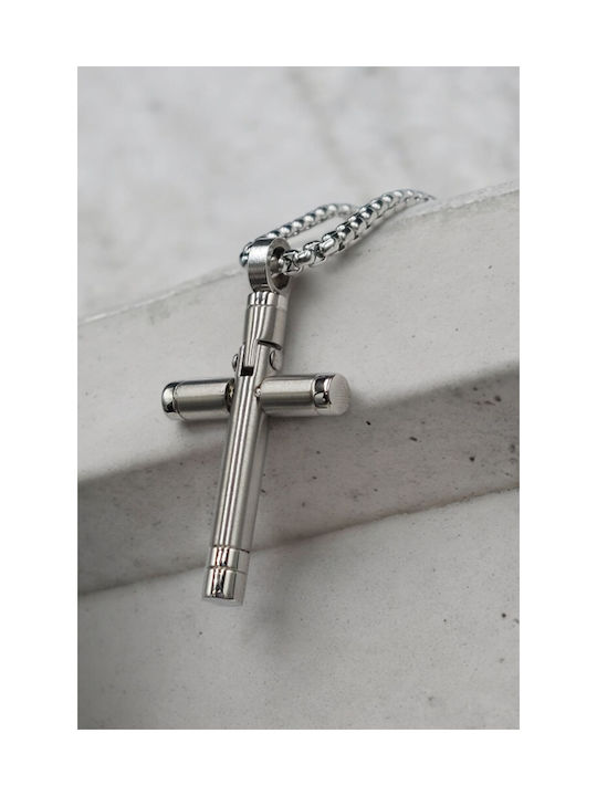 Men's Cross from Steel with Chain