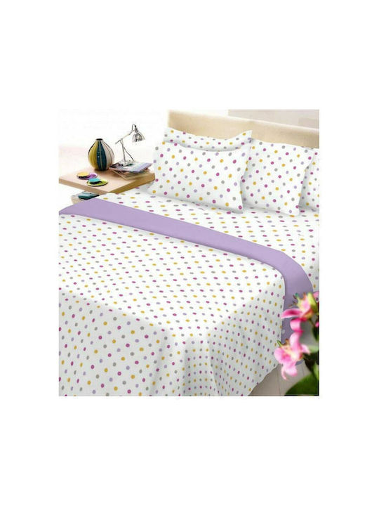Le Blanc Sheet Sets Single Flannel 165x255cm. Knot Dots 3pcs