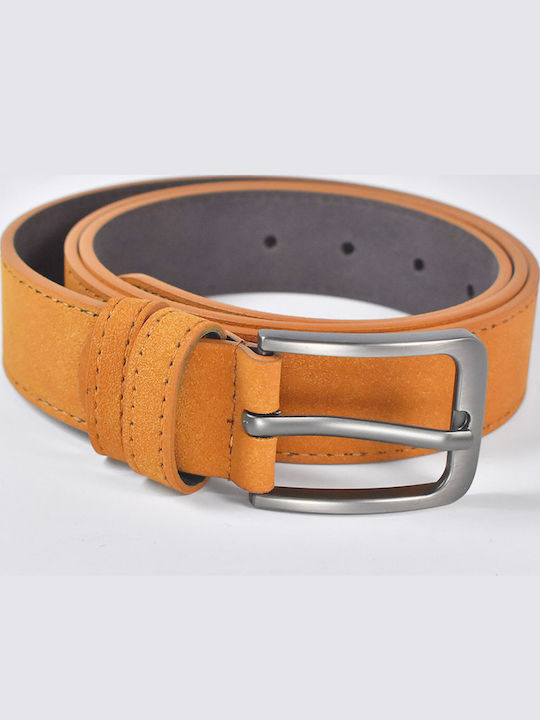 Herren Ledergürtel in Tan mit Ziernähten