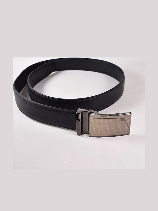 Beltipo Men's Faux Leather Belt Black Metal Buckle