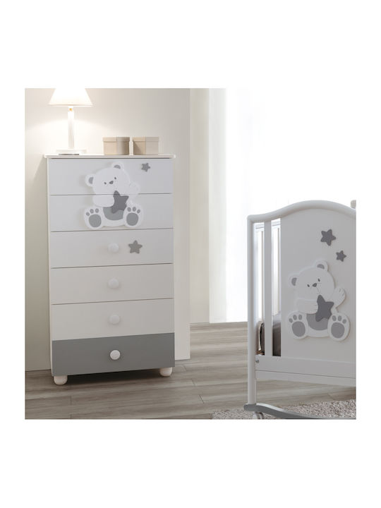 Baby Dresser with 6 Drawers Gray 69x48x126cm