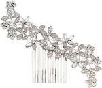 Bridal Hair Comb Flowers Strass 17cm Silver White Idole Hair Extensions