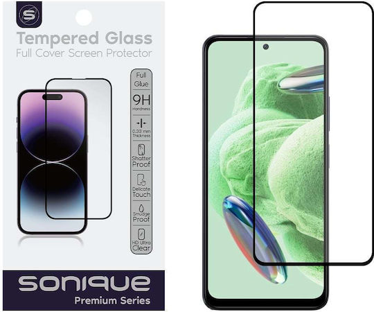 Твърдо стъкло Sonique Premium серия Hd Full Cover 9h за Xiaomi Redmi Note 12 5g Poco X5 5g черно Sonique черно Poco X5 5g Redmi Note 12 5g