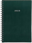 Next Basic Daily Spiral Desktop Diary 2025 Green 17x25cm