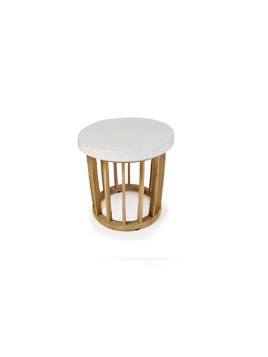 Round Side Table Ithaka made of Solid Wood Natural L50xW50xH53cm