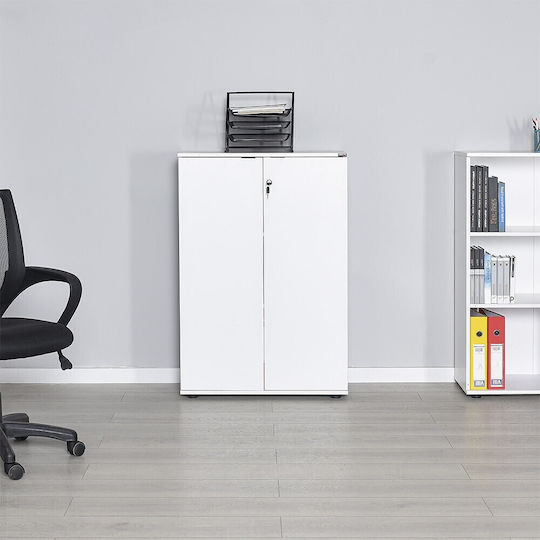 Kabinett Büro mit Schloss White 72x34x109cm