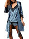 La Lolita Amsterdam Winter Women's Robe with Pyjama Blue Heidi
