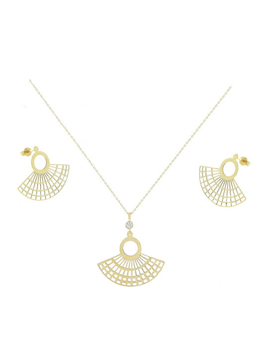 Art d or Set cu Colier & Cercei din Aur 14K
