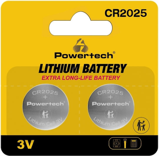 Powertech Lithium Watch Battery CR2025 3V 2pcs