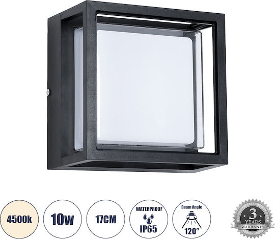 GloboStar Majestic Επιτοίχια Εξωτερική Πλαφονιέρα LED IP65 10W με Φυσικό Λευκό Φως 17x17x9εκ.