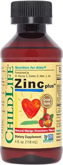 ChildLife Essentials Zinc Plus 2mg Κατάλληλο για Παιδιά 118ml Φράουλα