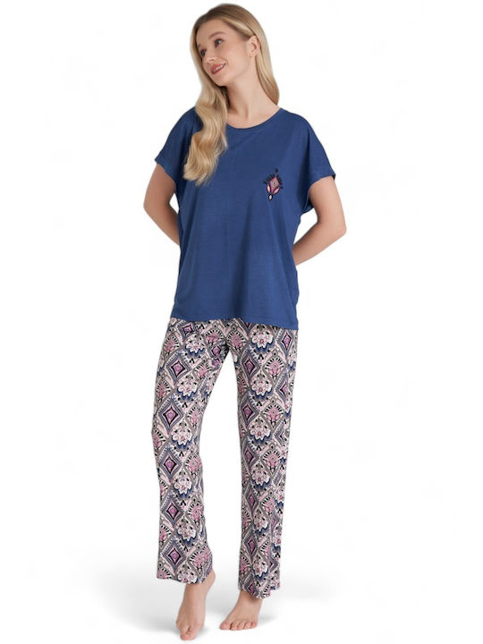 Pijadore De vară Set Pijamale pentru Femei Albastru marin