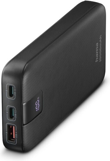 HAMA PD 10 Power Bank 10000mAh με Θύρα USB-A και 2 Θύρες USB-C Power Delivery / Quick Charge 3.0 Anthracite