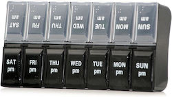 Tpster Pill Case Black 1τμχ Μαύρη Εβδομαδιαία Θήκη Χαπιών 14 Θέσεων