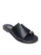 Leather Women's Flat Sandals in Black Color