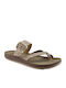 Leather Women's Flat Sandals Rosegold Lizard