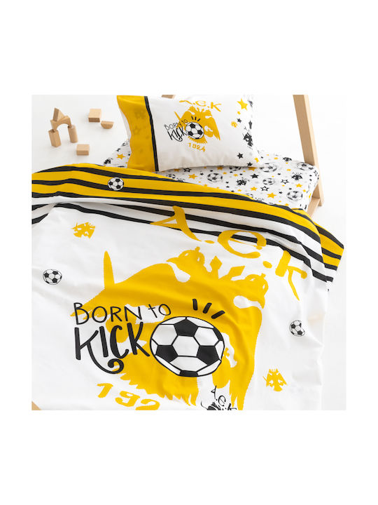 Palamaiki Aek Baby Sheets Set Crib Cotton Yellow 130x170cm 3pcs