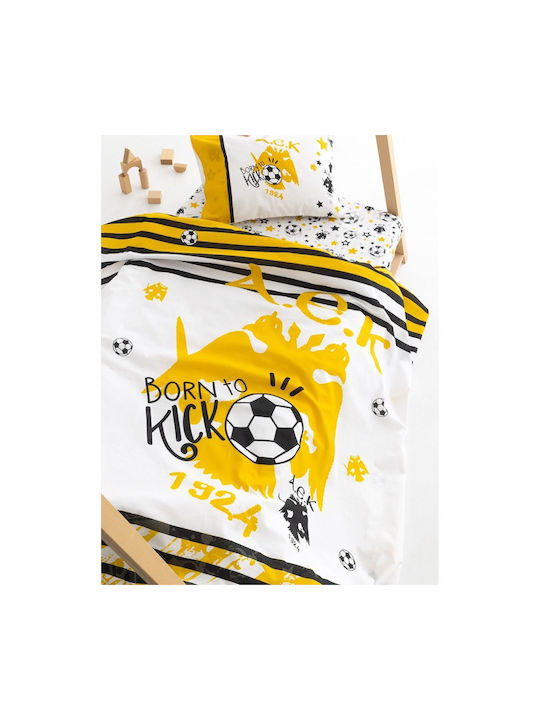 AEK Baby Sheets Set Crib Cotton Fitted Yellow 130x170cm 3pcs