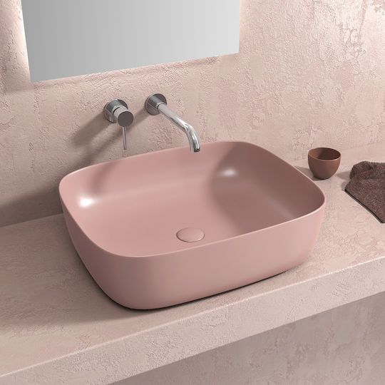 Karag Επικαθήμενος Νιπτήρας Πορσελάνης 49x39x15cm Rosa Opaco Karag Επικαθήμενος Νιπτήρας Πορσελάνης 49x39x15cm Rosa Opaco