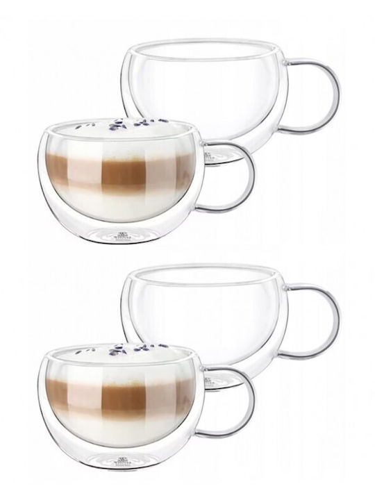 Set Căni Maro De sticlă Transparente 300ml 4buc