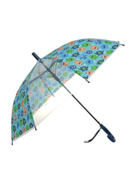 Real Star Kids Curved Handle Auto-Open Umbrella with Diameter 50cm Light Blue