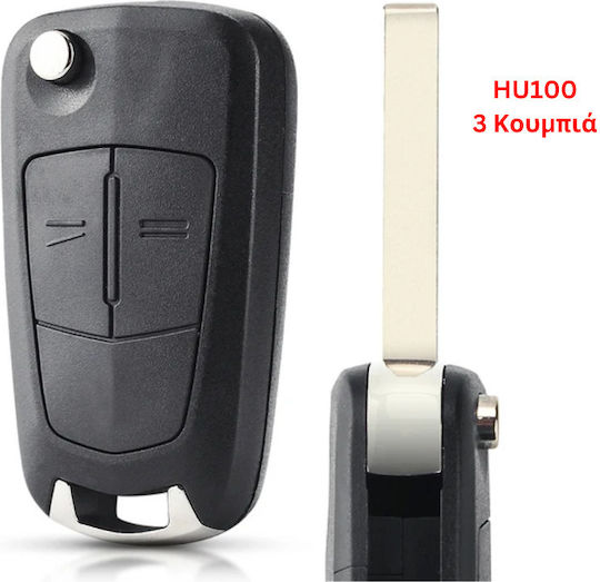 Carcasă cheie auto cu lamă cu 3 butoane pentru Opel