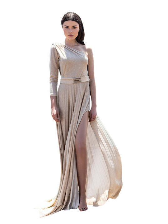 Aggel Maxi Damenkleid für Hochzeit - Taufe Beige