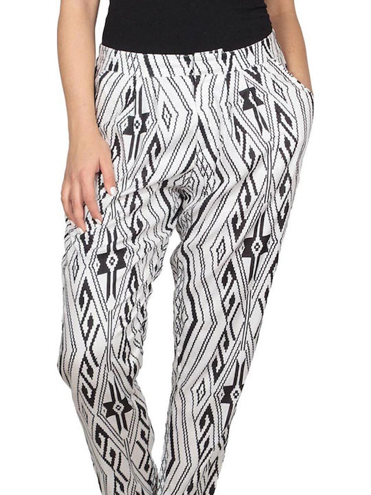 Damen Stoff Hose in Entspannter Passform Black and white
