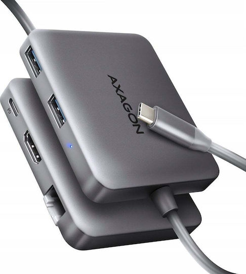 Axagon HMC-5HL USB-C Docking Station mit HDMI 4K PD Ethernet Gray