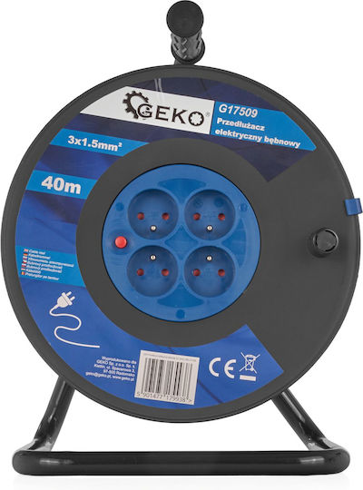 Geko Extension Reel Cord 3 x 1.5mm²/40m Black