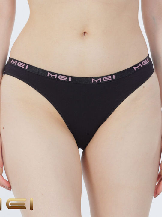 MEI Baumwolle Damen Slip Schwarz