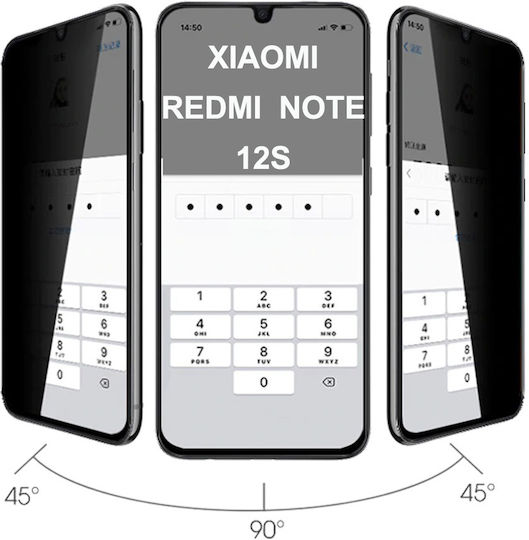 0.3mm Full Glue Privacy Tempered Glass Μαύρο (Redmi Note 12S)