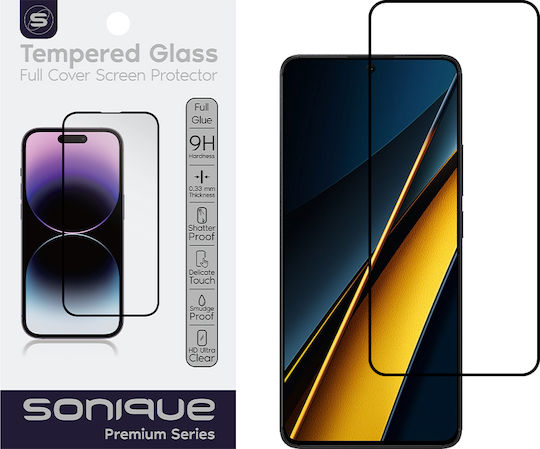 Sonique Hardy Glass 2.5D Пълно лепило Закалено стъкло за цялото лице Черен (Poco X6 Pro)