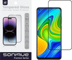 Robustes Glas Sonique Premium Serie HD Vollabdeckung 9H Xiaomi Redmi Note 9 Schwarz