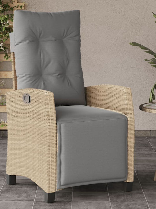 Außenliege Rattan Mixed Beige mit Kissen 2Stück 57x66x93cm.