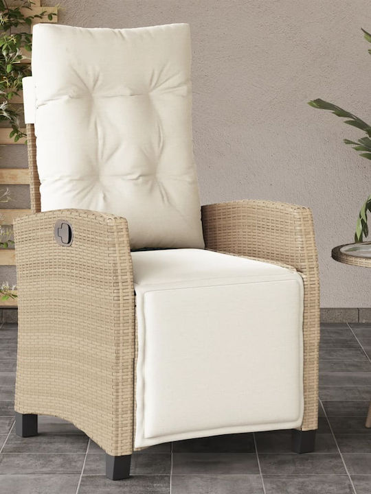 Außenliege Rattan Beige mit Kissen 2Stück 57x66...
